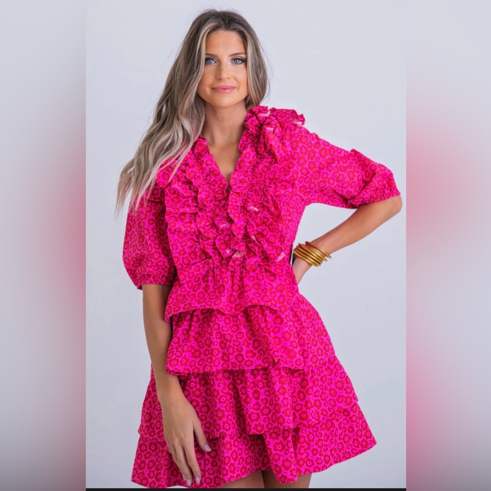 Karlie Pink Ruffled Mini Dress